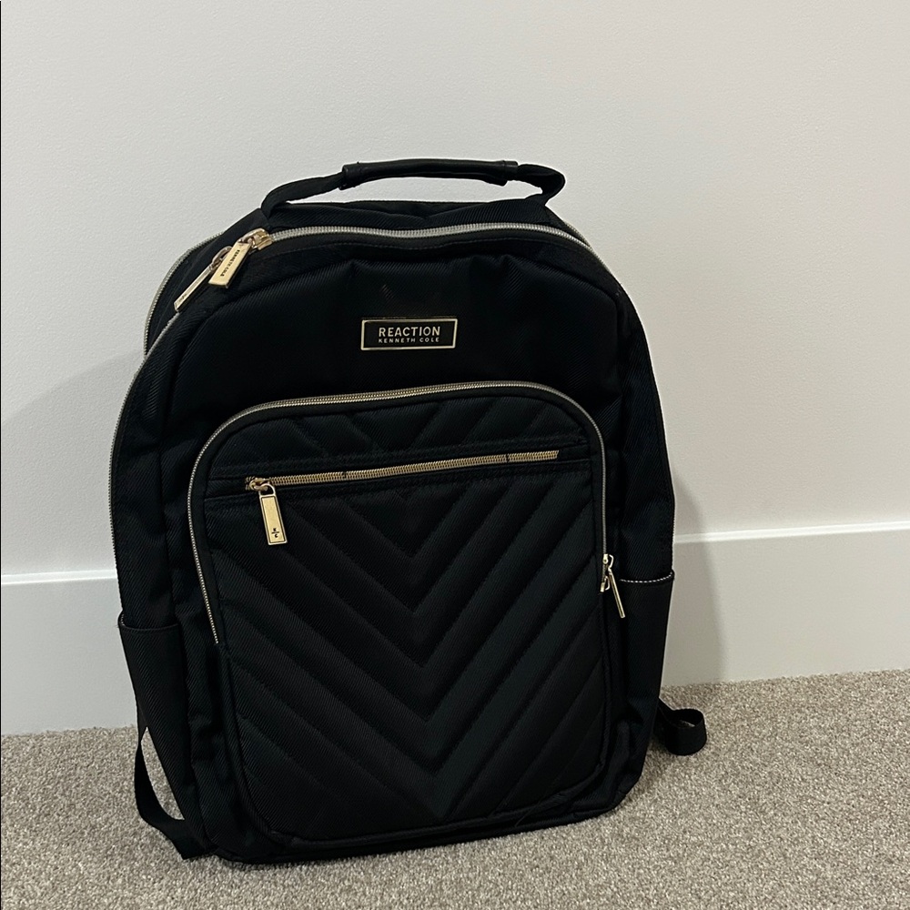 Reaction Kenneth Cole Black Backpack with Gold Zippers